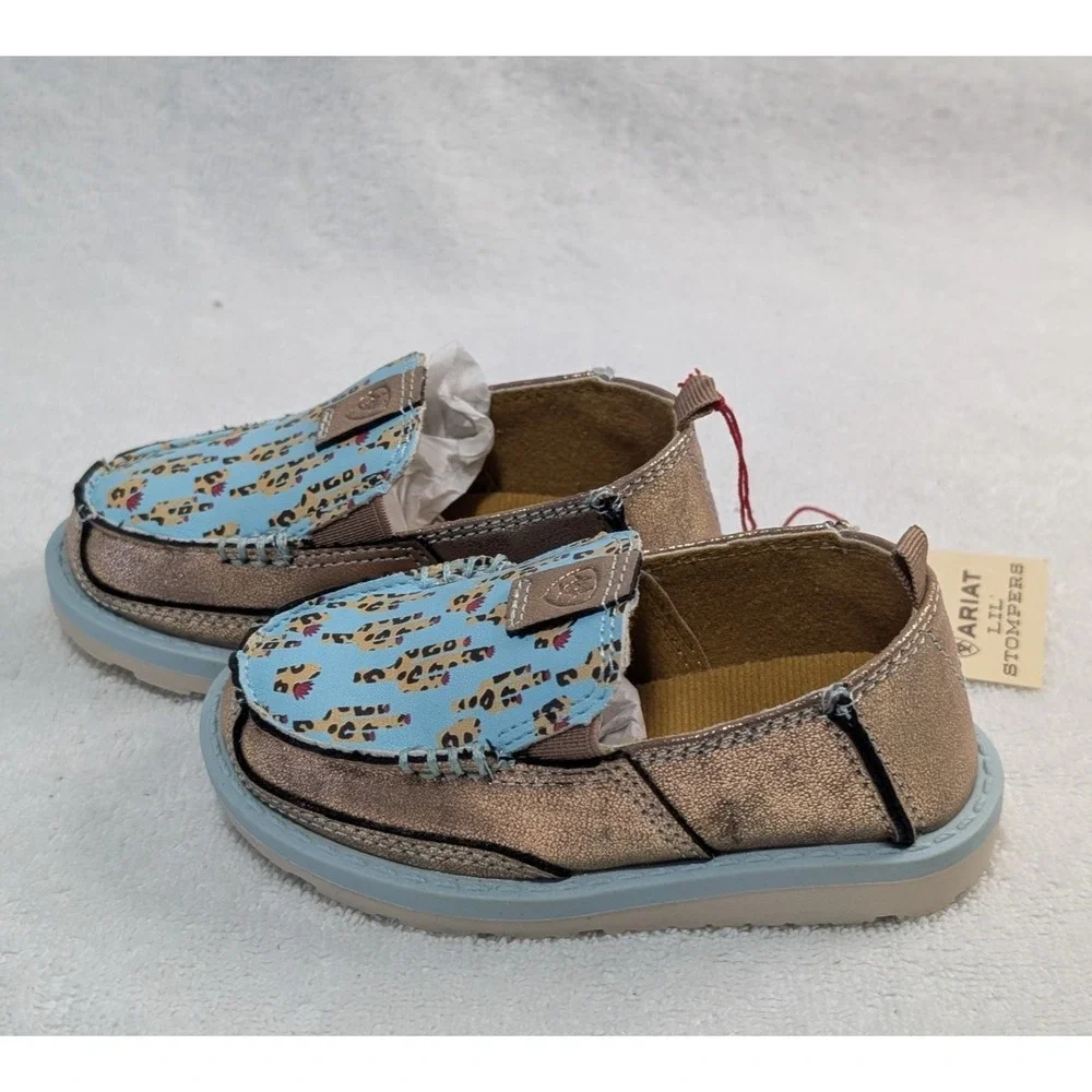 Ariat Lil' Stompers Piper Cruiser Moccasin Slip-On Shoe Leopard Cactus Toddler 4